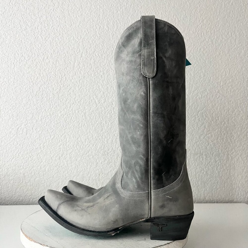Lane EMMA JANE Womens Cowboy Boots 7.5 Gray Leather Western Cowgirl Mid Calf - Picture 4 of 13